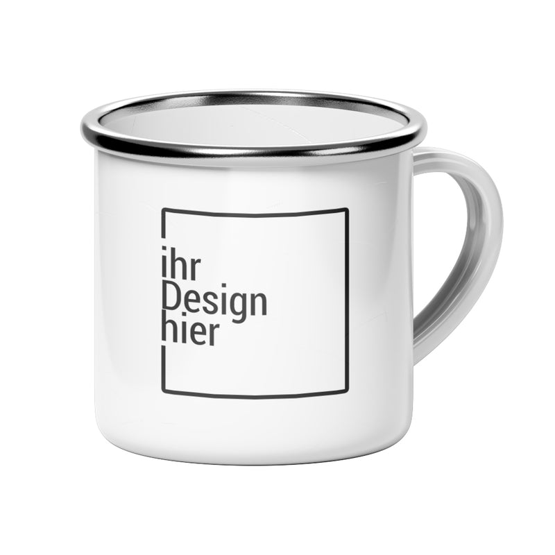 Emaille-Tasse rand silber mit Logo-Druck