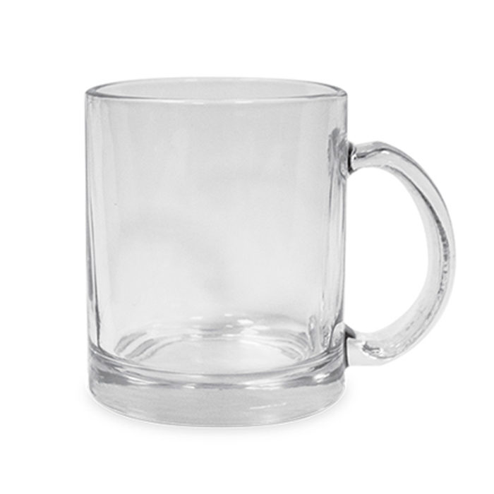 Glas-Tasse glasklar mit Logo-Druck