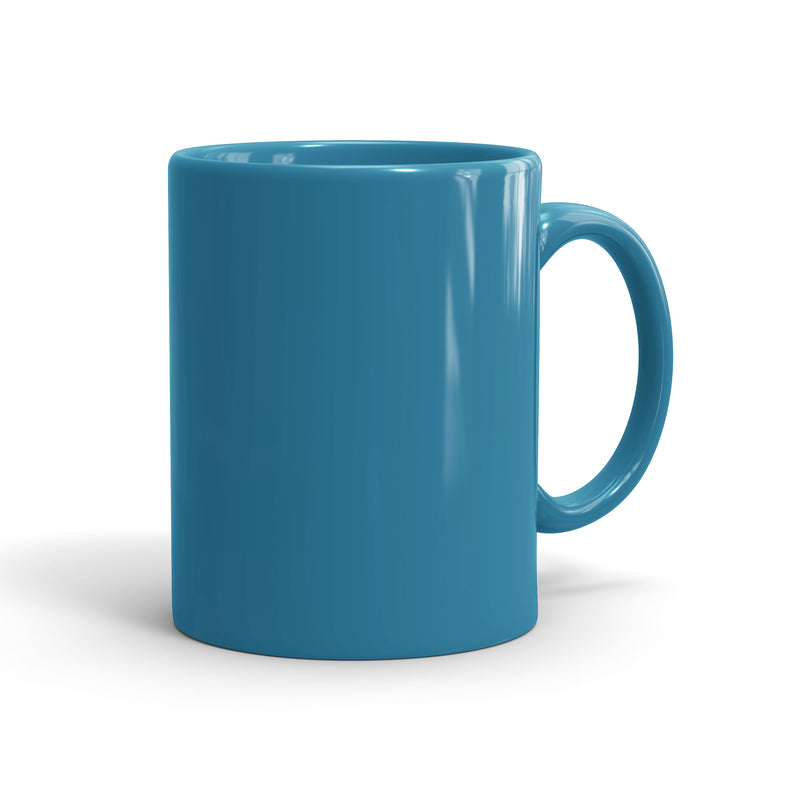 Tasse vollfarbig blau mit Logo-Druck
