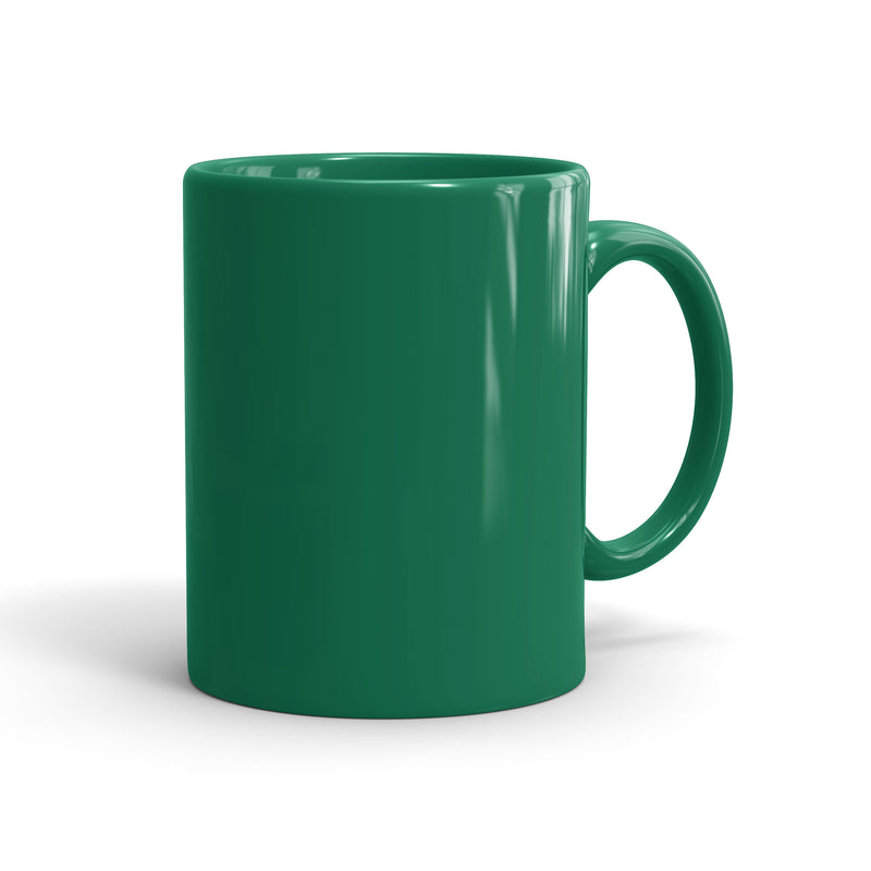 Tasse vollfarbig grün mit Logo-Druck