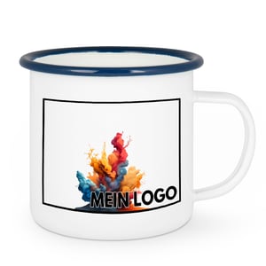 Emailletasse Rand blau