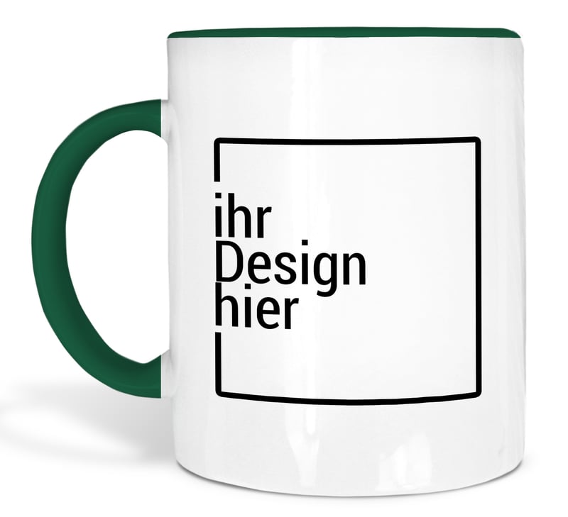 Tasse dunkelgrün bedrucken - Werbetasse mit Logo bedrucken lassen